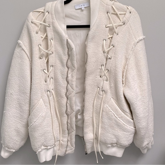 IRO Silou ivory cotton bomber jacket size size 34 / 4 / Small - Picture 1 of 5